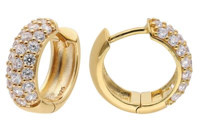 trendor Schmuck Damen-Ohrringe 925 Silber Vergoldet Creolen Ø 16 mm 15623