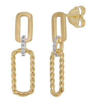 trendor Schmuck Damen Ohrringe 925 Silber Vergoldet Zirkonia Ohrhänger 15807