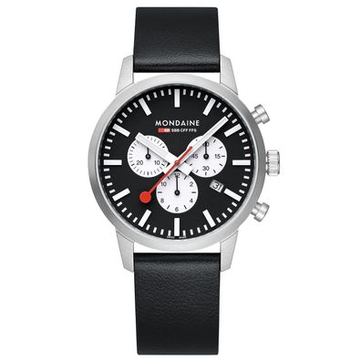 Mondaine Herrenuhr Chronograph Schwarz 41 mm MSD.41420. LBV