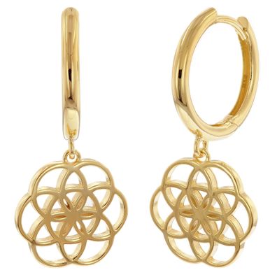 trendor Schmuck Damen-Ohrringe Mandala 925 Silber Vergoldet Klapp-Creolen 15919