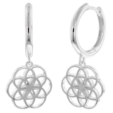 trendor Schmuck Damen-Ohrringe Mandala Silber 925 Klapp-Creolen 15918