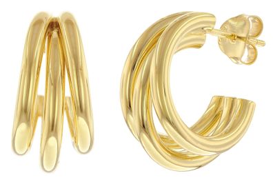 trendor Schmuck Ohrringe Halb-Creolen 925 Silber Vergoldet Steckcreolen ? 20 mm 1592