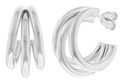 trendor Schmuck Damen-Ohrringe Halbcreolen 925 Silber Steckcreolen ? 24 mm 15926