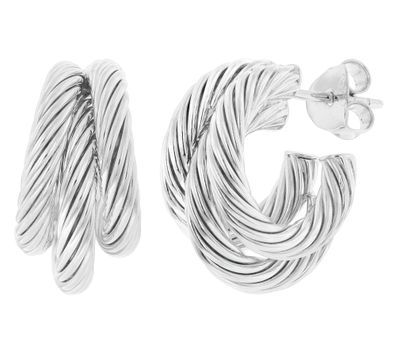 trendor Schmuck Damen-Ohrringe Halbcreolen 925 Silber Steckcreolen ? 18 mm 15928