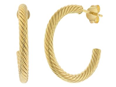 trendor Schmuck Ohrringe Halb-Creolen 925 Silber Vergoldet Steckcreolen ? 26 mm 1593