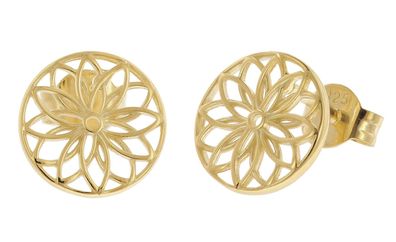 trendor Schmuck Damen-Ohrringe Lebensblume 925 Silber Vergoldet ? 10 mm 15942