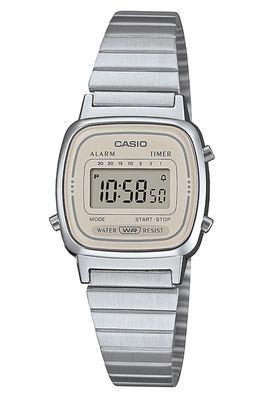 Casio Vintage Mini Damenuhr Digital Silberfarben/Hellbeige LA670WEA-8AEF