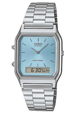 Casio Collection Edgy Armbanduhr Ana-Digi Stahl/Hellblau AQ-230A-2A1MQYES