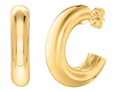 trendor Schmuck Damen-Ohrringe Halb-Creolen 925 Silber Vergoldet ? 25 mm 15986