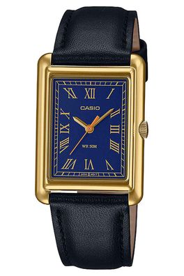 Casio Damenuhr Rechteckig Blau/Goldfarben LTP-B165GL-2BVEF