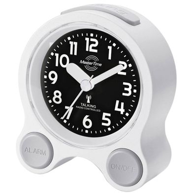 Master Time Deutsch Sprechender Funk-Wecker Weiß/Schwarz MTC-71030-12W