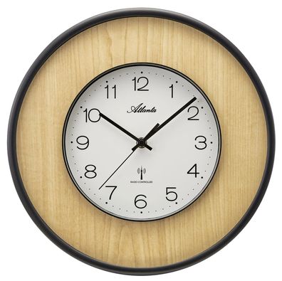 Atlanta Funk-Wanduhr Schwarz/Beige 4540/30