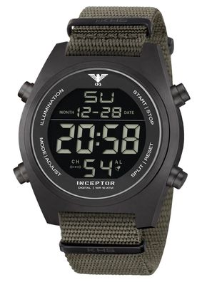 KHS Herrenuhr Inceptor Stahl Digital Olivgrün/Schwarz INCBSD. NSGO