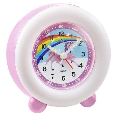 Atlanta Kinderwecker mit Leuchtring Einhorn und Regenbogen 2136/17