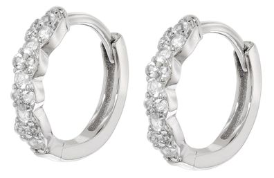 trendor Schmuck Kinder-Ohrringe 925 Silber Klapp-Creolen Mit Zirkonia 68192