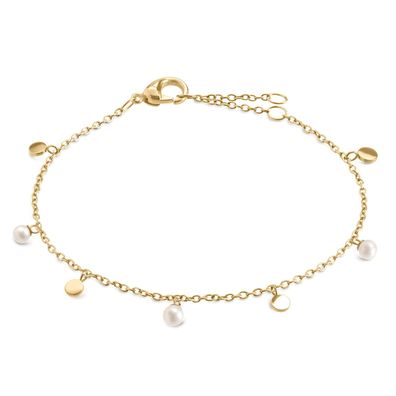 Boccia Schmuck Damenarmband Titan Goldfarben mit Perlen 03055-02