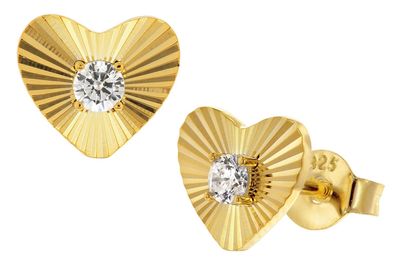 trendor Schmuck Damen-Ohrringe Herz Ohrstecker 925 Silber Vergoldet 68242