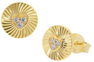 trendor Schmuck Damen-Ohrstecker Herz Ohrringe 925 Silber Vergoldet 68243
