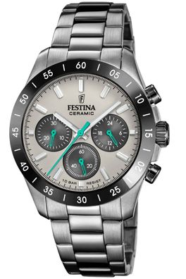 Festina Damenuhr Chronograph Anthrazit/Türkis F20703/1