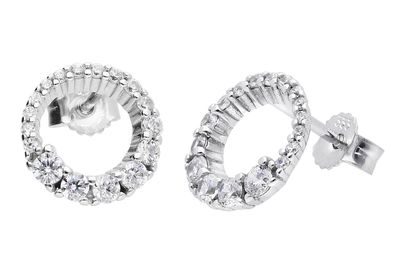 trendor Schmuck Damen-Ohrringe Weißgold 333/8K Ohrstecker mit Zirkonia 68389