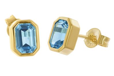 trendor Schmuck Damen-Ohrringe Gold auf 925 Silber Topas Royal Blue Ohrstecker 68593