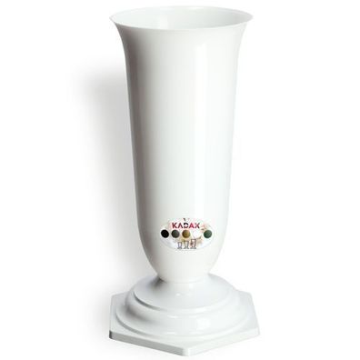KADAX Grabvase aus Kunststoff, Blumenvase mit einlage, 16 cm, Weiß
