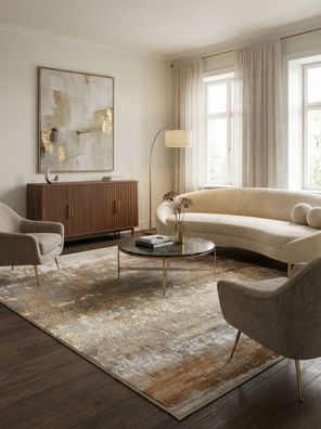 Kurzflor-Teppich Sarntal abstrakt Metallic-Optik Gold Champagner Bronze Wohnzimmer