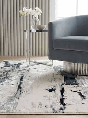 Velours-Kurzflor Sarntal Gletschermuster Metallic-Optik Silber Grau Anthrazit