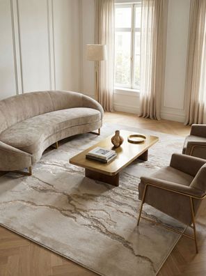 Velours-Kurzflor Sarntal Marmoroptik Metallic Bronze Gold Champagner Wohnzimmer