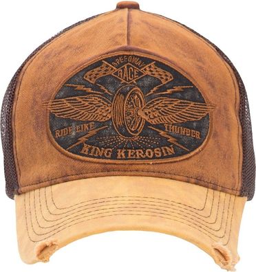 King Kerosin Trucker Denim Cap »Ride like Thunder« im Vintage Jeans Look mit