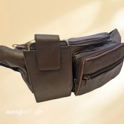 Bauchtasche Leonardo Verrelli, dunkelbraun, weiches Echtleder, 5 Fächer Art.-Nr 13291