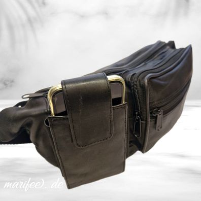 Bauchtasche Leonardo Verrelli, Schwarz, weiches Echtleder, 5 Fächer Art.-Nr 13292