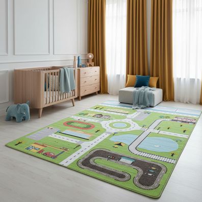 Kinderteppich Spielstraße Antirutsch Pflegeleicht - TRAUN