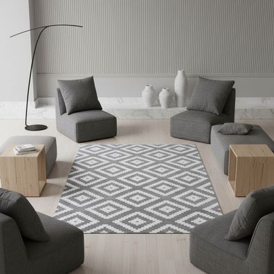 Kurzflorteppich Geometrisch Waschbar Strapazierfähig - INN