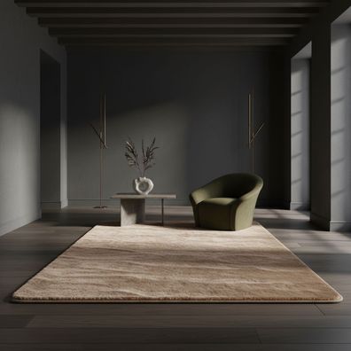 Kurzflorteppich Polyester unifarben waschbar Wohnzimmer Flur - ISAR Kadima Design