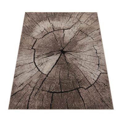 Teppich Kurzflor Baumstammstruktur Wohnzimmer strapazierfähig pflegeleicht Natur