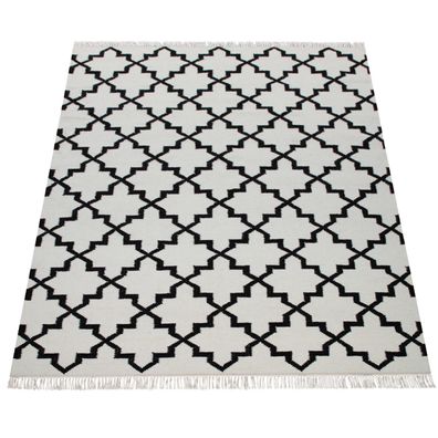 Kurzflorteppich Kilim-Muster marokkanisch skandinavisch Wolle Wohnzimmer Naturprodukt