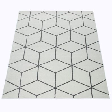 Kurzflorteppich Geometrisches Muster Wohnzimmer pflegeleicht strapazierfähig