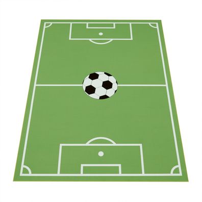 Kinderteppich Fußballfeld Muster Fußball Spielteppich Kinderzimmer waschbar Grün