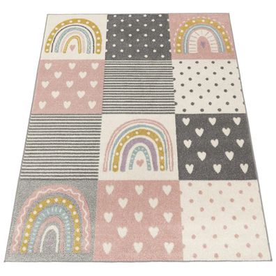 Kinderteppich Prinzessinnen-Patchwork Kinderzimmer Spielteppich schmutzabweisend