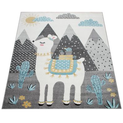 Kinderteppich Camel Motiv Spielteppich Kinderzimmer Kurzflor Polypropylen Mehrfarbig