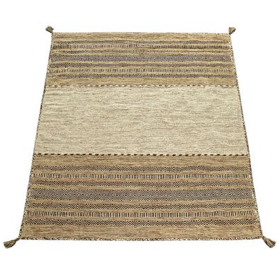 Baumwollteppich Kurzflor Boho Muster wendbar Wohnzimmer Schlafzimmer schmutzabweisend