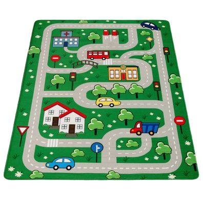 Kinderteppich Roadmap Flachgewebe robust pflegeleicht Kinderzimmer Spielteppich