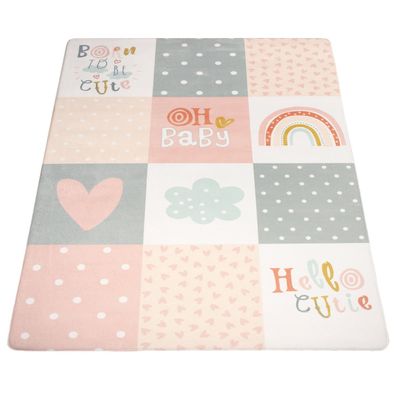 Kinderteppich rund Patchwork Kinderzimmer Spielteppich waschbar schmutzabweisend