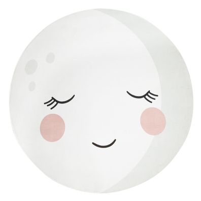 Kinderteppich rund Mond Kinderzimmer Spielteppich waschbar schmutzabweisend Creme