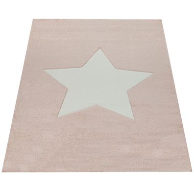 Kinderteppich Kurzflor Stern Kinderzimmer Spielteppich pflegeleicht kindgerecht