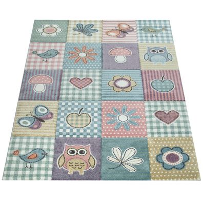 Kinderteppich Kinderpatchwork Kinderzimmer Spielteppich Patchwork schmutzabweisend