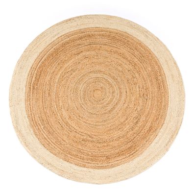 Juteteppich Boho rund wendbar Naturfaser Wohnzimmer Schlafzimmer Esszimmer