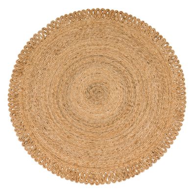 Juteteppich Boho rund Naturfaser Wohnzimmer Schlafzimmer Flur schmutzabweisend Beige