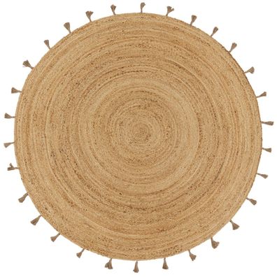Juteteppich Boho rund Naturfaser Wohnzimmer Schlafzimmer Flur Diele Natur